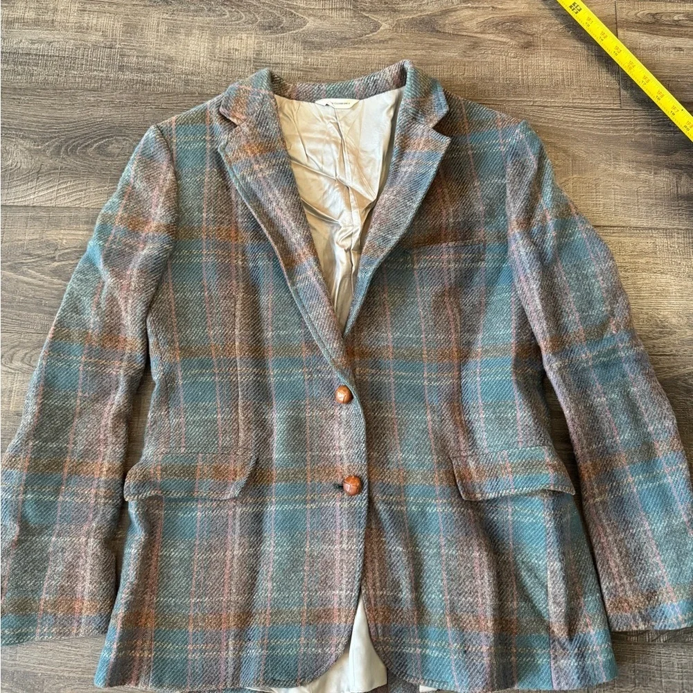 L.L. Bean Plaid Blazer in Blue and Brown